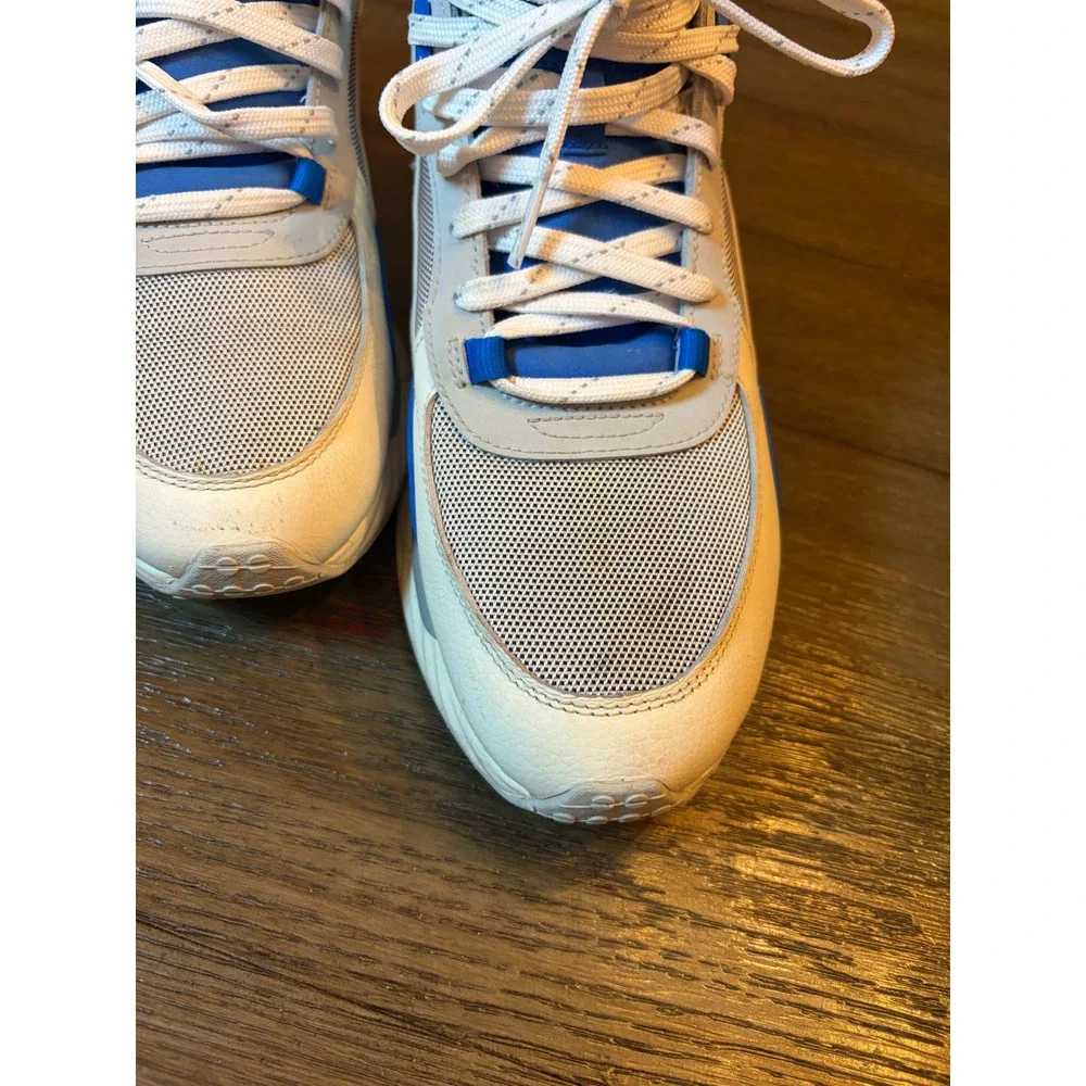Puma Wild Rider Mid Mens White Blue Red Sneakers Sporty Colorblock Lifestyle